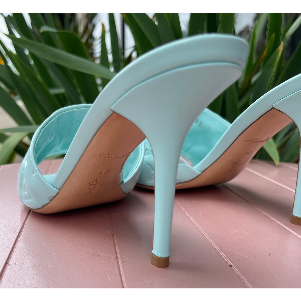 LOUIS VUITTON Revival Mules Heels LV MG Sandals Leather NEW w/box Sz 39 #BR0232 - Picture 7 of 12